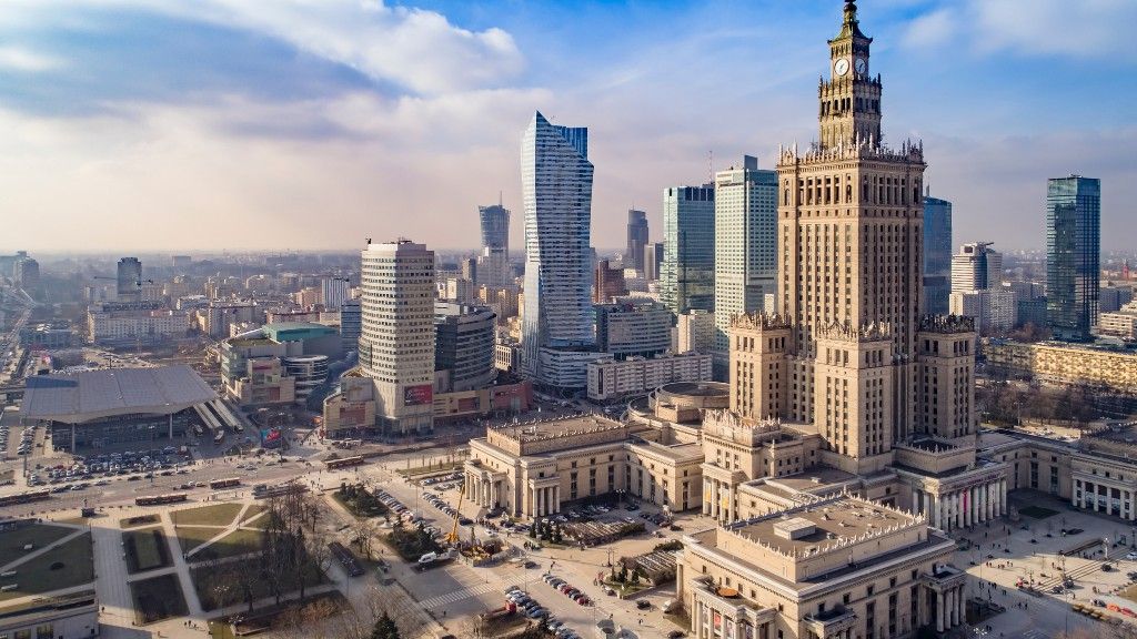 Palace of Culture and Science graphic: view of the Palace of Culture and Science